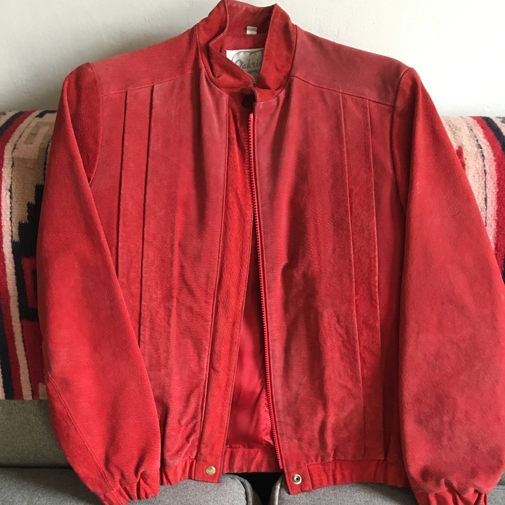 Super sleek red suede vintage jacket
